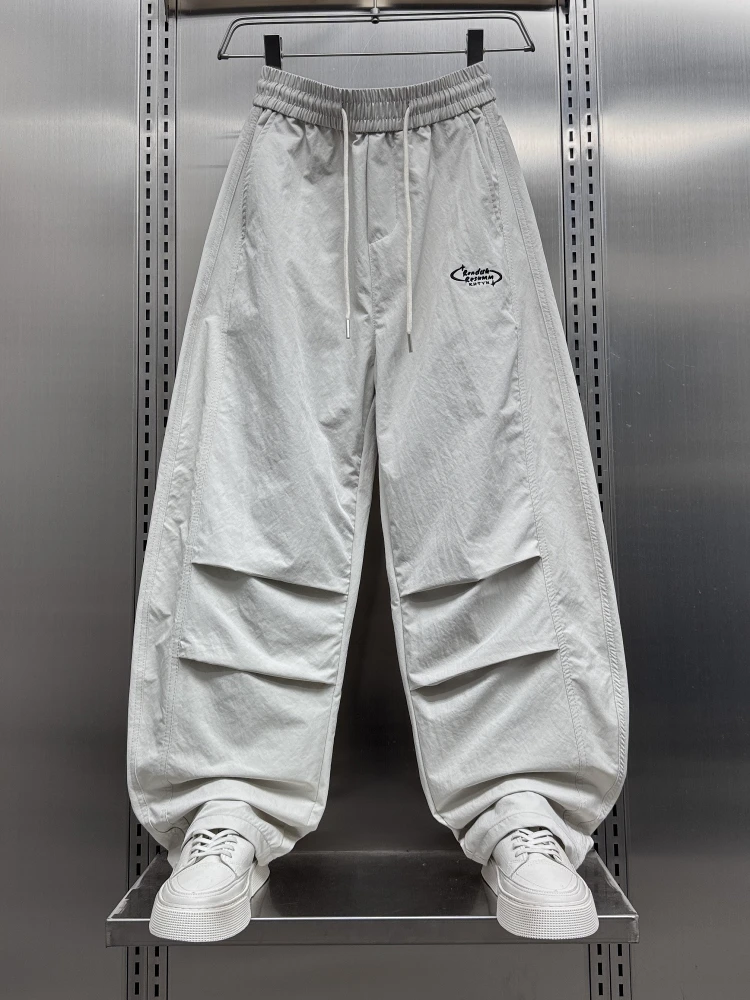 

American Casual Folded Paratrooper Work Pants Summer Loose Wide Leg Men's Outdoor Qui Dry Knife Pants Casual Trousers