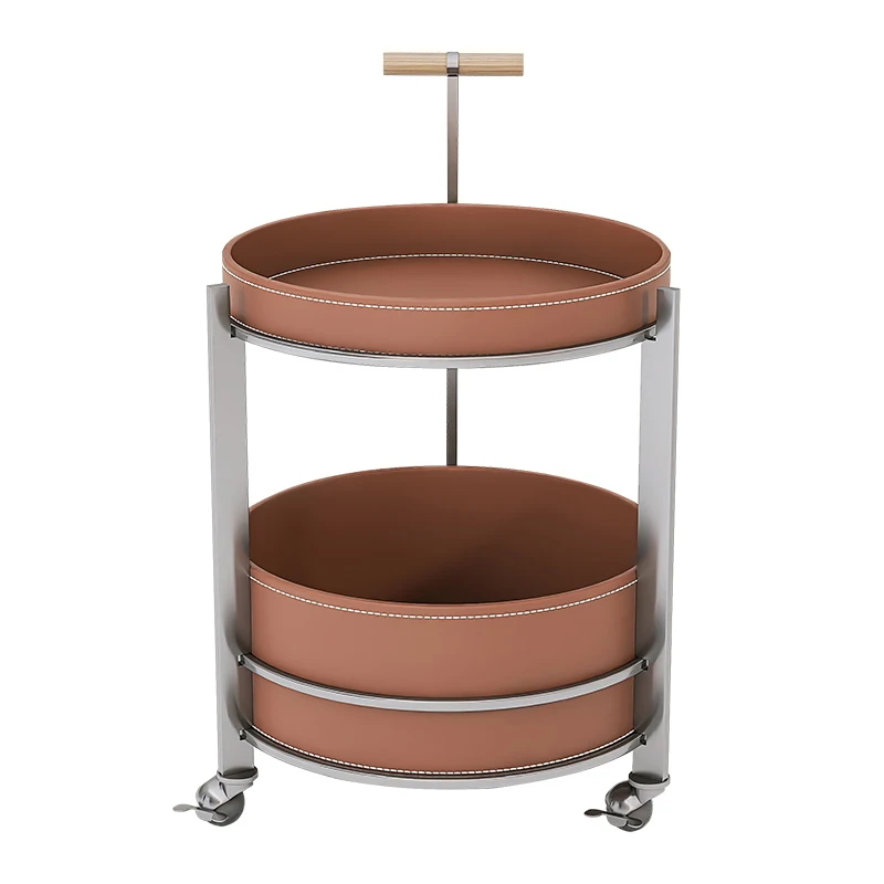 Saddle leather storage sofa edge small coffee table