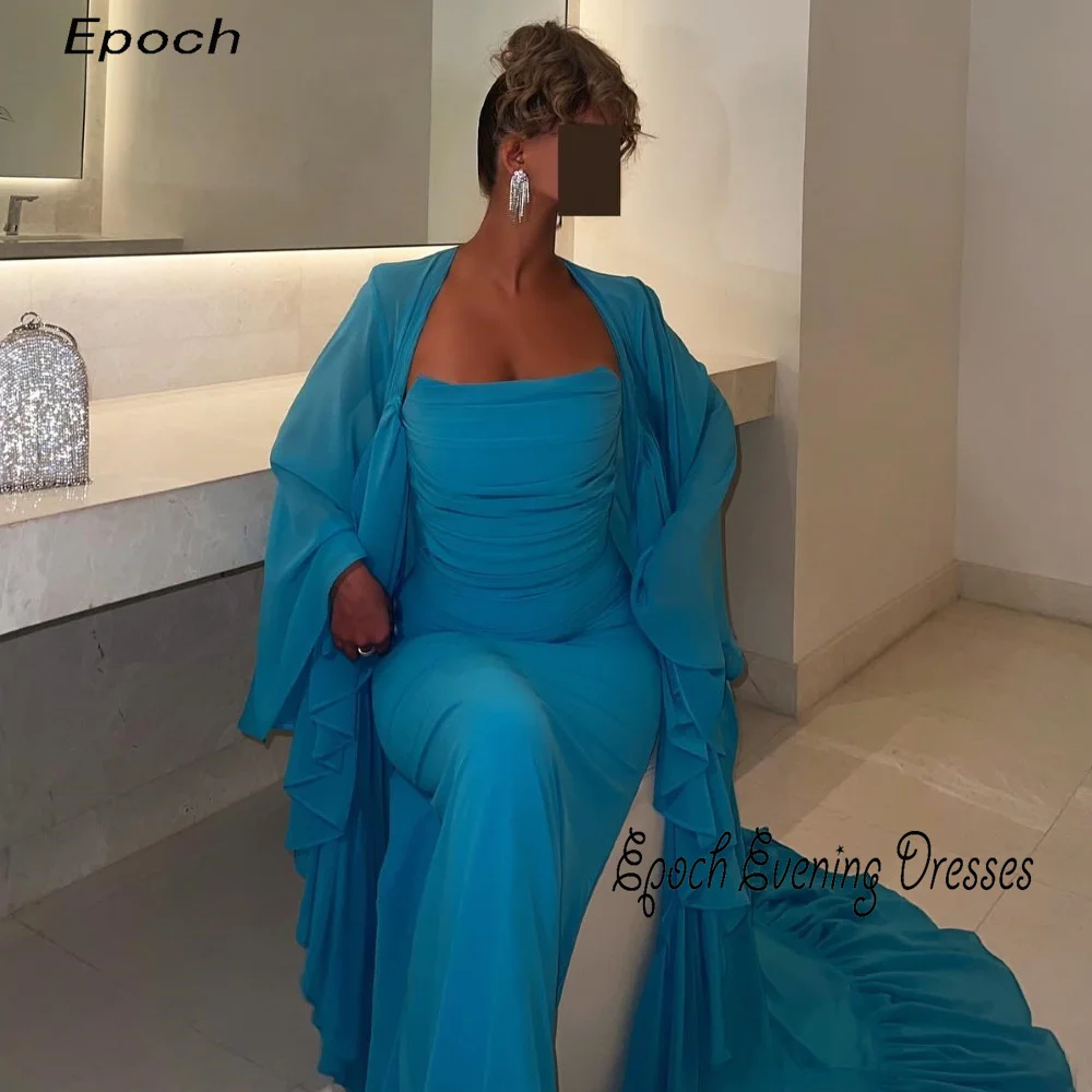 Epoch-vestido de noche Formal sin tirantes para mujer, elegante vestido de graduación largo hasta el suelo con chal, 2024