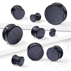 2pcs Natural Blue Sandstone Double Flared Saddle Plugs Gauges Dody Jewlery Earrings Plug 6-16mm