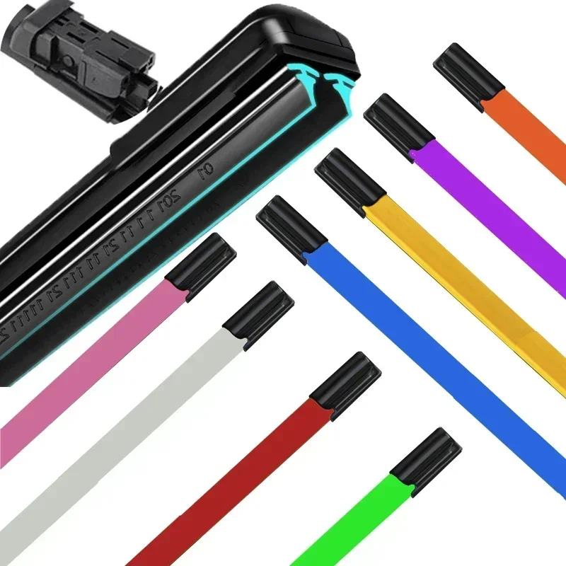 

Colorful Push Button 19mm Car Windshield Wiper blades Universal Soft Double layer Rubber Frameless Bracketless 14 20" 22" 24"26"