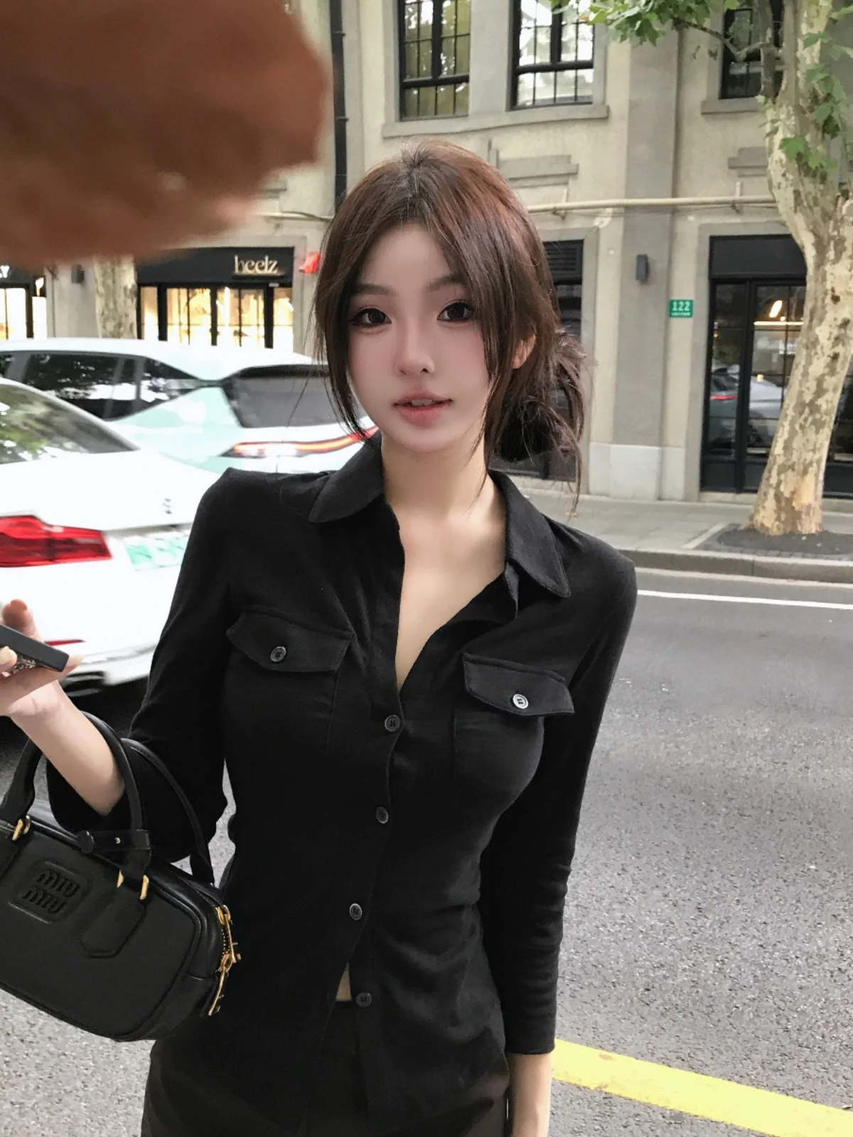 

Ele Pure Desire Sexy Long Sve irt Women Early Spring Slim Waist Belted White Open Cardigan Top Korean Sle Commute