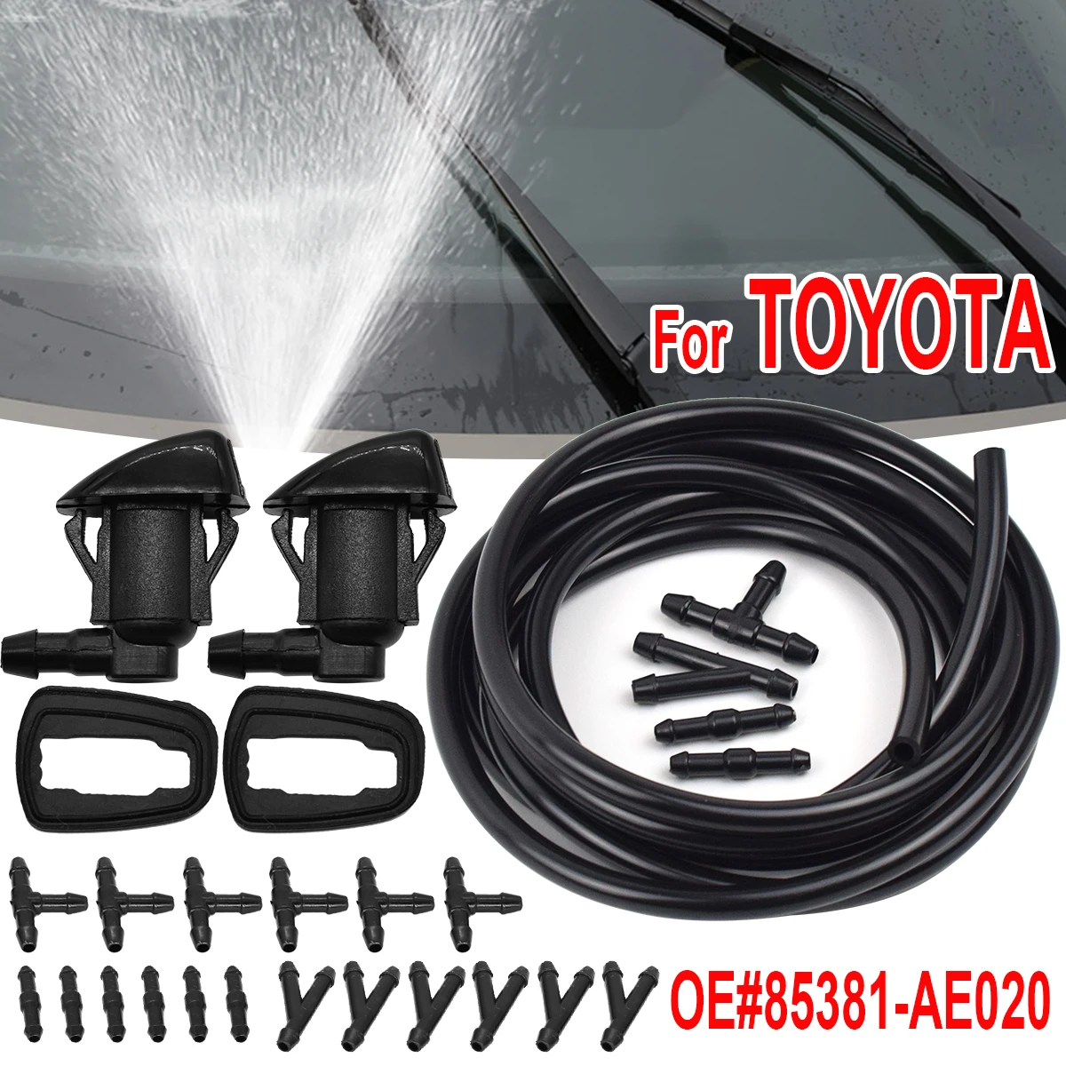 Para toyota e120 corolla camry sienna avensis t25 corsa xv30 hilux carro pára-brisa dianteiro lavadora spray limpador bocal mangueira 85381ae020