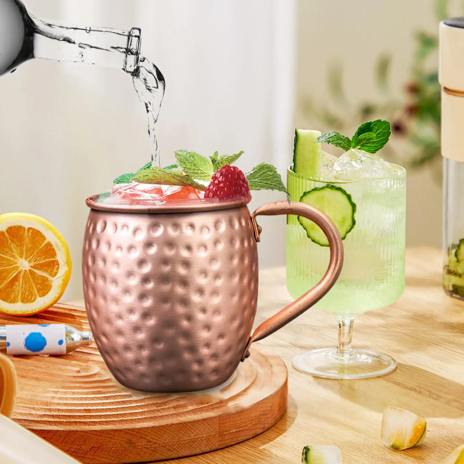 كوب نحاسي مصنوع يدويًا 530 مللي أدوات للشرب المطروق أكواب البغل في موسكو لعيد الميلاد المطبخ بار مياه الشرب الشاي البيرة كوكتيل