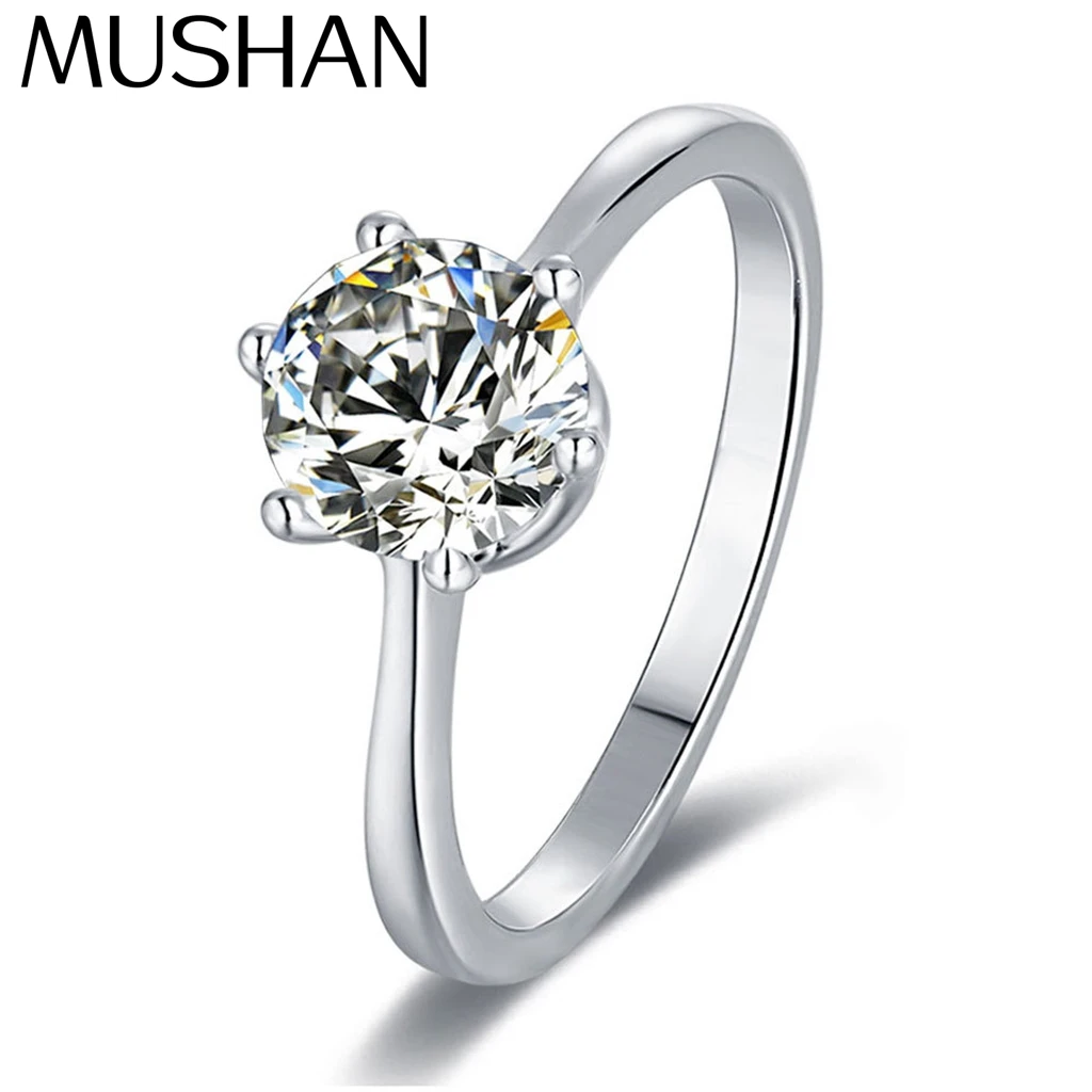 

MuShan Jewelry 925 Sterling Silver Ring Moissanite D Color VVS1 Designer Classic Fancy Bold Rings Diamond Accessories