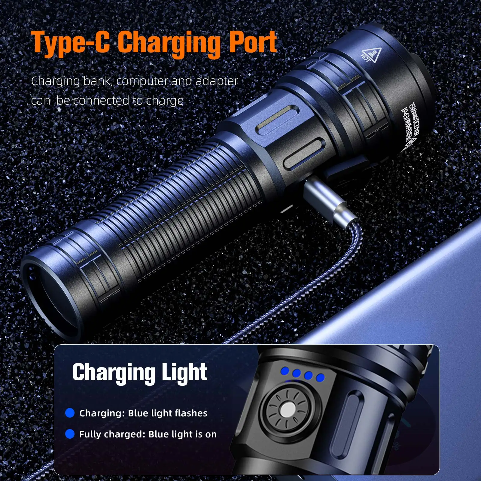 SUPERFIRE Y28 LED Flashlight Portable Zoom Torch Super Bright With Battery display Type-C Rechargeable for Camping Fishing Light