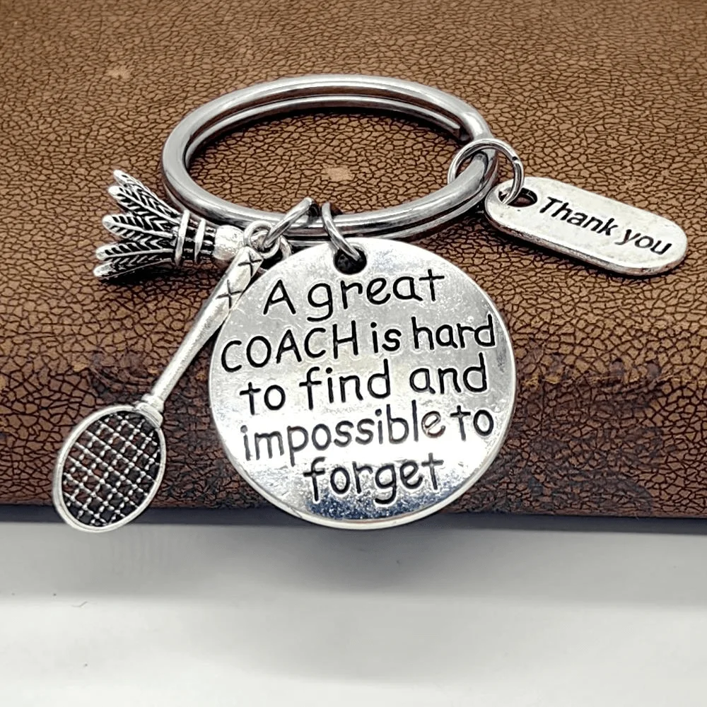 1Pc Thanksgiving Thank You Coach Keychain Badminton Boxing Gloves Charm Keyring Sport Fashion Keychain Gifts for Teacher