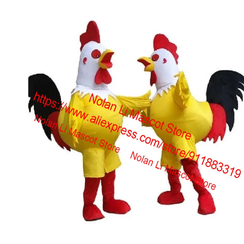 Hot Sale Adult Size Yellow Black Red White Rooster Mascot Costume Cosplay Cartoon Anime Masquerade Birthday Party Gift 1008