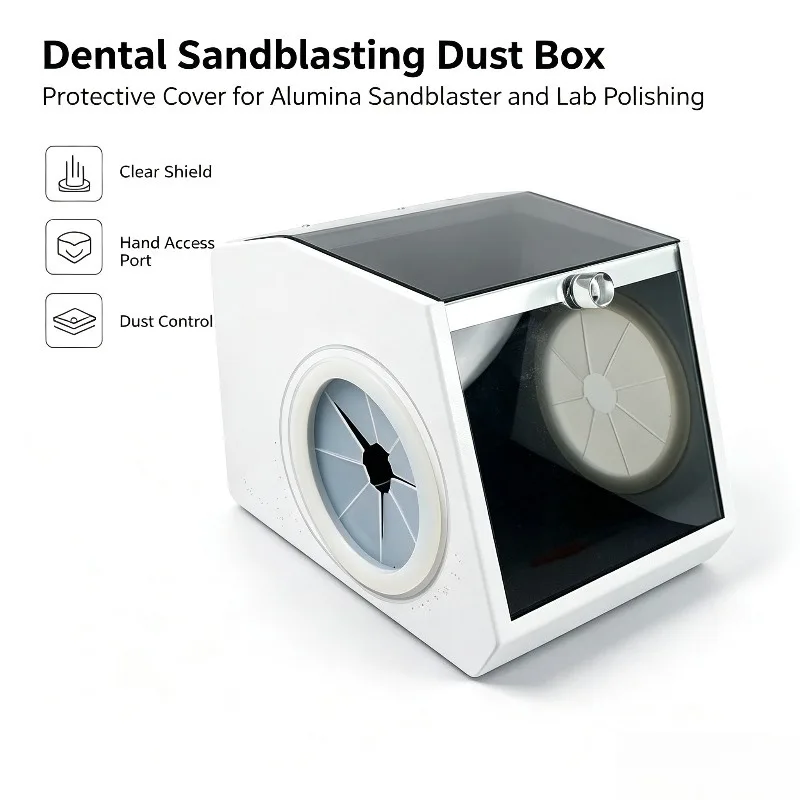 Dental Sandblasting Dust Proof Box Technician Protective Cover for Alumina Sandblaster Polishing Operation Shield