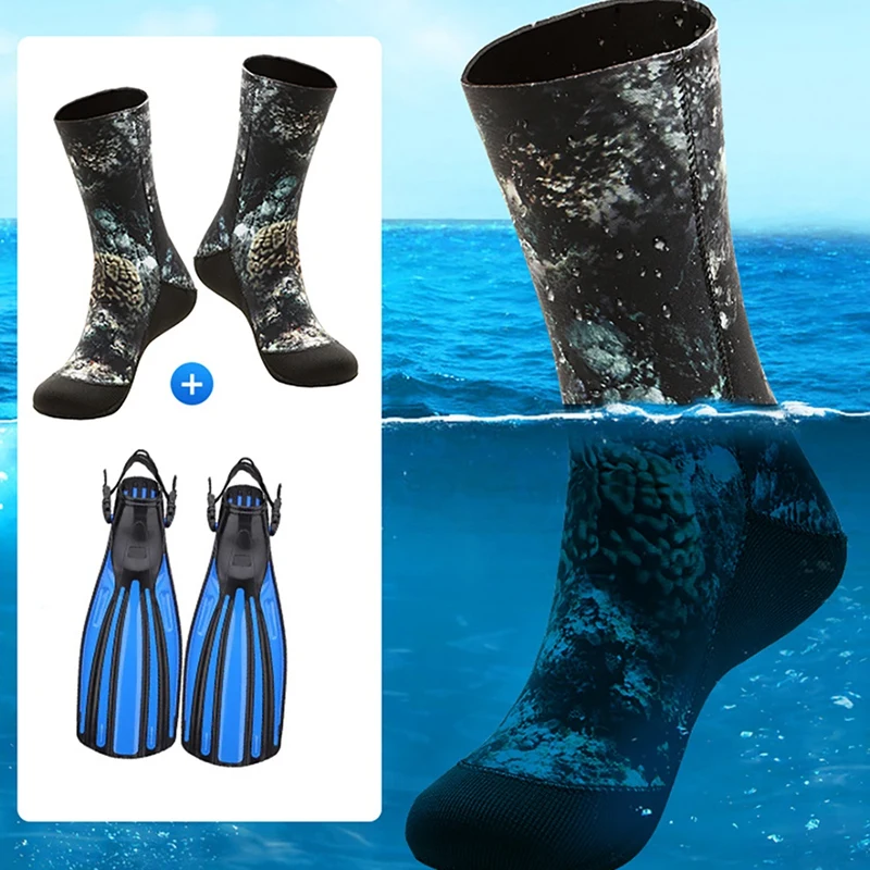 Diving Socks 3Mm Neoprene Diving Socks Camouflage Beach Socks Warm Swimming Socks