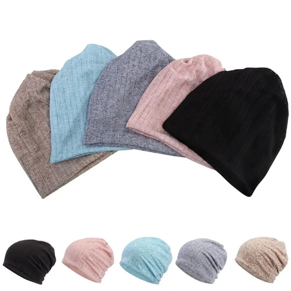 Fashion Breathable Gauze Pile Cap Elastic Solid Color Headscarf Cap Cute Outdoor Neck Hat For Men Women