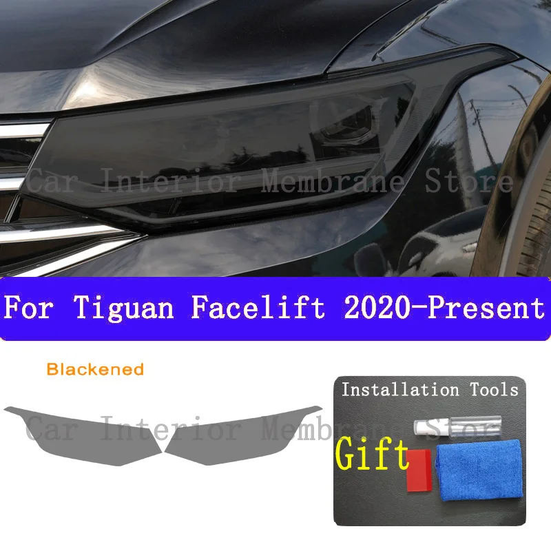 For Tiguan Facelift 2020 2021 2022 Car Exterior Headlight Anti-scratch Front Lamp Tint TPU Protective Film Repair Accessories