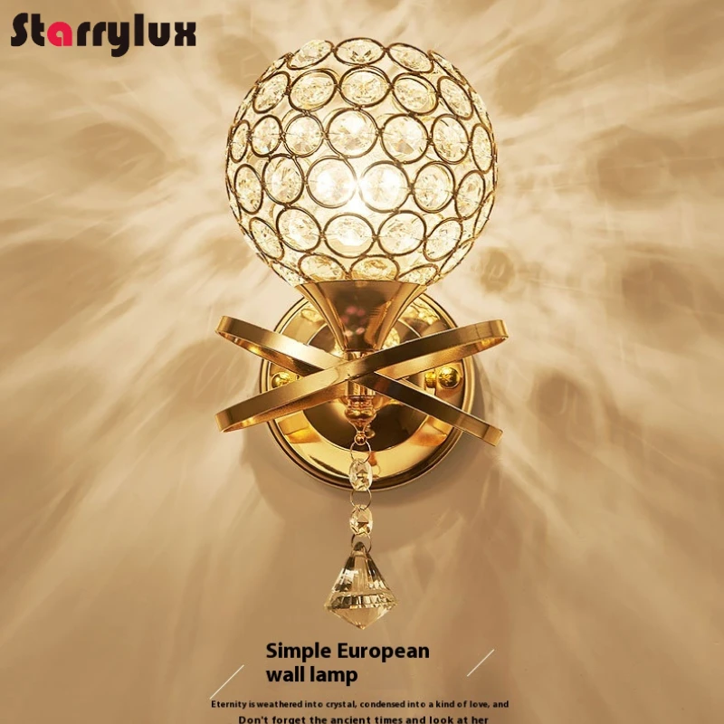 

LED Wall Lamp Bedside Light Modern Minimalist Bedroom Living Room Nordic Luxe Crystal Lamp