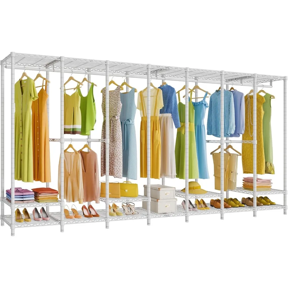 V70 Extra Large Garment Rack Heavy Duty Clothes Rack, Freestanding Wardrobe Metal Closet for Hanging Clothes, Bedroom Organizer