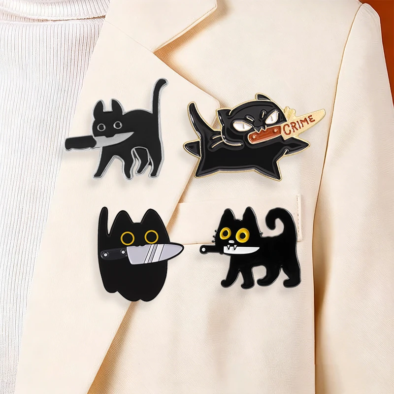 4-9 Stück/Set Cartoon Japan Anime Katzenmesser Emaille-Pins Comedy TV Flork Meme Eidechse Zauberer Frosch Luftschiff Roboter Brosche Schmuck Abzeichen – Detail 13