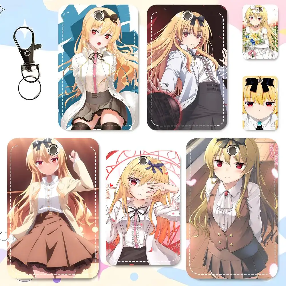 

1pc Anime Girl A-Arifureta Card Case Keychain Access Card Bag Key Tag Ring Leather Card Holder Key Ring Access