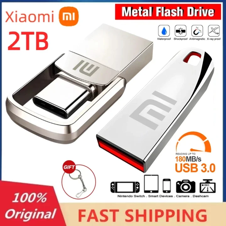 Xiaomi 2024 USB3.0 флэш-накопитель 2 ТБ, 64 ГБ, 128 ГБ, высокоскоростная карта передачи данных, 512 г, сверхтонкий флэш-накопитель, USB-накопитель