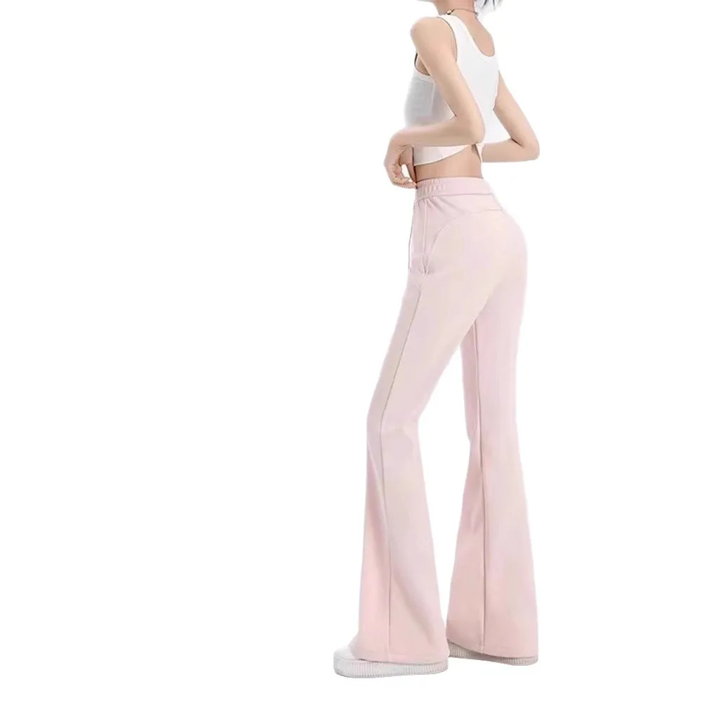 Flared Pants Women's Autumn and Winter Micro-pull  Sweatpants Winter Pink Pants 2025 New Sports Yoga Pants Fitness Wear