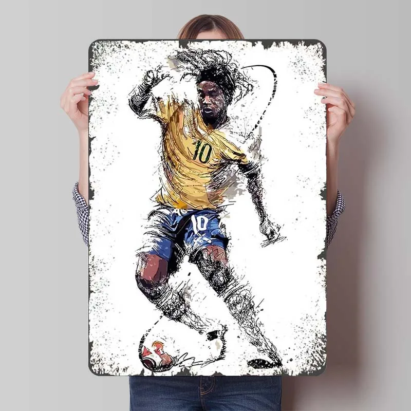 Ronaldinho Metal Sign Sports Poster Room Decorations Customizable Tinplate Signs for Wall Art Decoration Interior Art of Murals