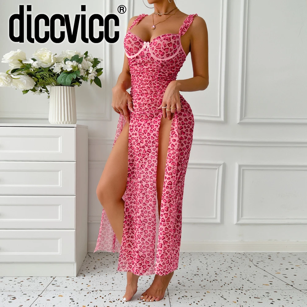 

Diccvicc Love Heart Romantic Lace Nightdress Delicate Chemise Elegant Loungewear for Women Sensual Lingerie Set Intimate Costume