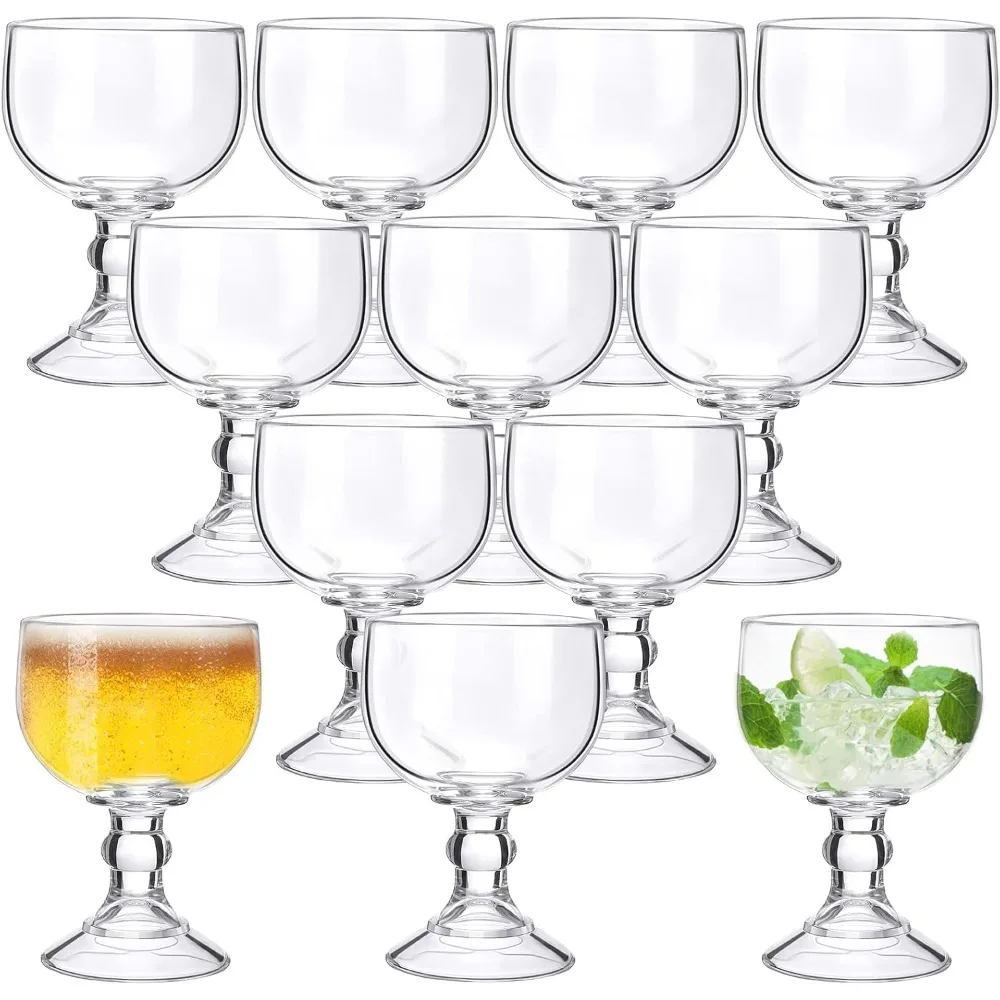 

Set of 12 Schooner Beer Glass 21.5 oz Extra Large Margarita Clear Fishbowl Cup for Drinks Thick Bottom Goblet Shrimp Glass