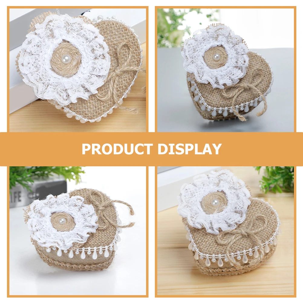 

Heart Shaped Ring Box Wedding Boxes Ceremony Rustic Vintage Plastic Jute Strong Durable Gentle Hold Clean Prevent Movement