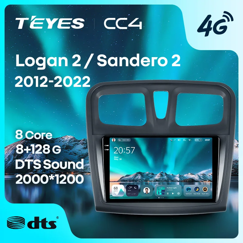 TEYES CC4 para Renault Logan 2 2012 - 2022 Sandero 2 2013 - 2022 CarPlay Auto 2DIN Autoradio Multimedia para Auto