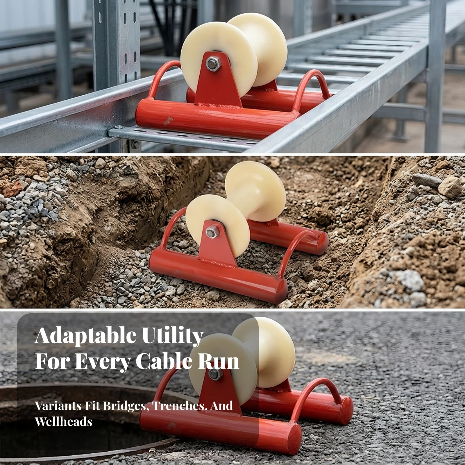 Cable-Laying Pulley Heavy-Duty Cable Guide Assembly Sheave Smooth-Rolling Sturdy for Electricians, Conduit Routing view 6