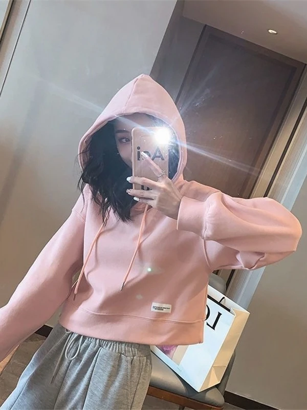 

Женский оверсайз свитшот на весну-осень, простой корейский стиль, свободный крой, стройнящий силуэт, модный дизайн, новинка 2024 года