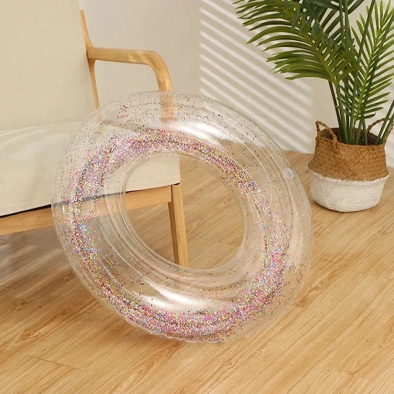 Summer Inflatable Transparent Sequin Swimming Ring For Adults And Children Inflatable Pool Men And Women Water Play Accessories