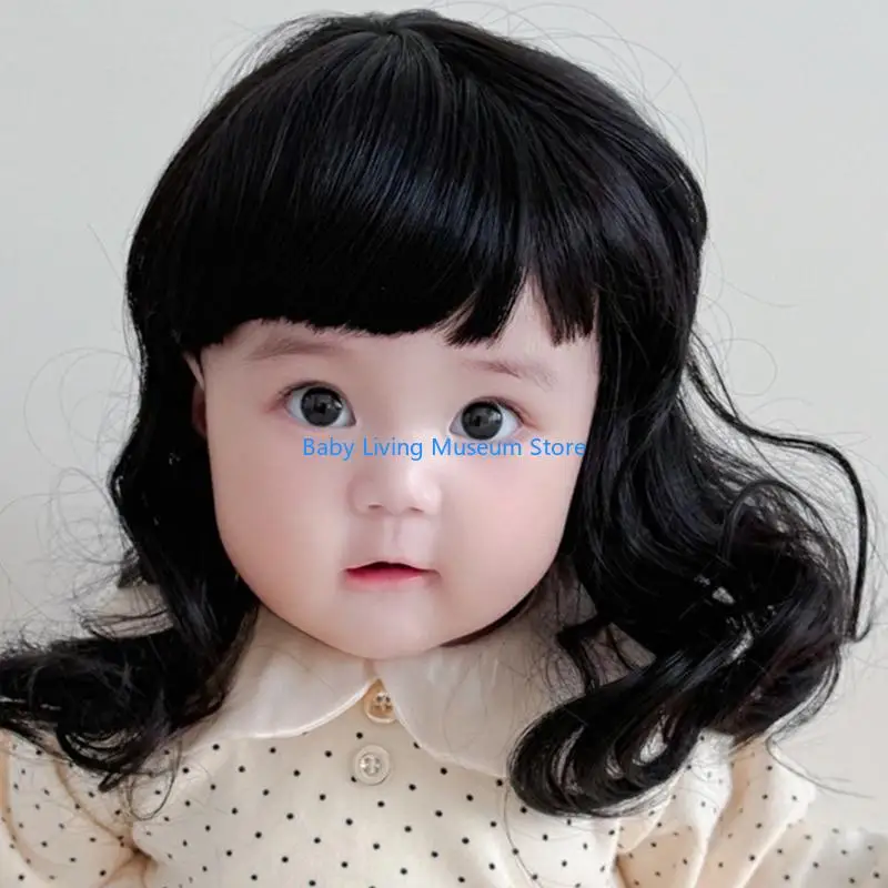 

P31C Solid Color Baby Cosplay Hat Soft Hairpiece for Boys and Girls Fun New Year Christmas Photography Props Curly Hair