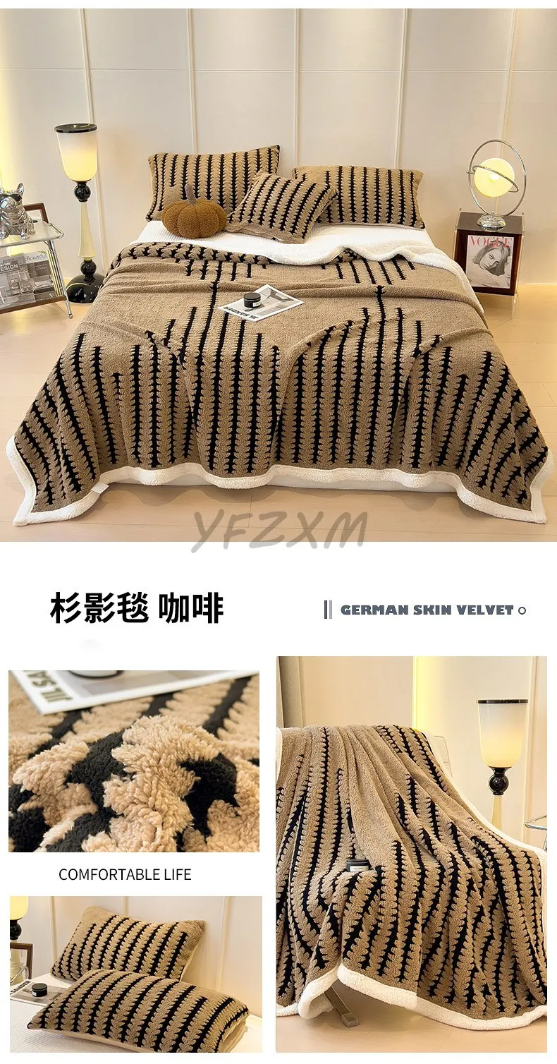 Warm Flannel Autumn Winter Blanket Super Soft Fluffy Queen Blanket Single Double Cozy Skin-friendly Multifunctional Nap Blanket