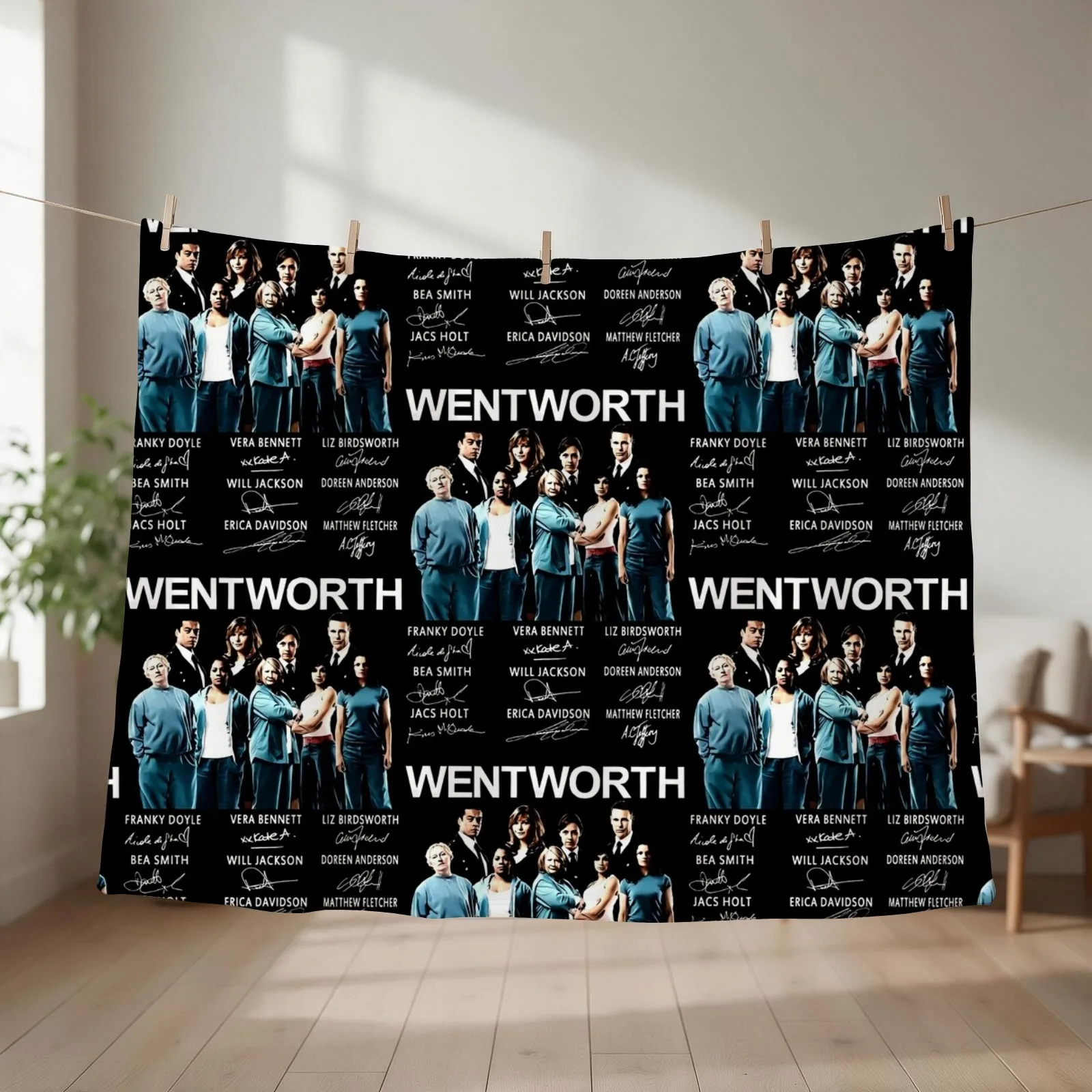 #Wentworth Movie Characters Signatures Throw Blanket blankets ands For Decorative Sofa Decoratives Luxury St Blankets