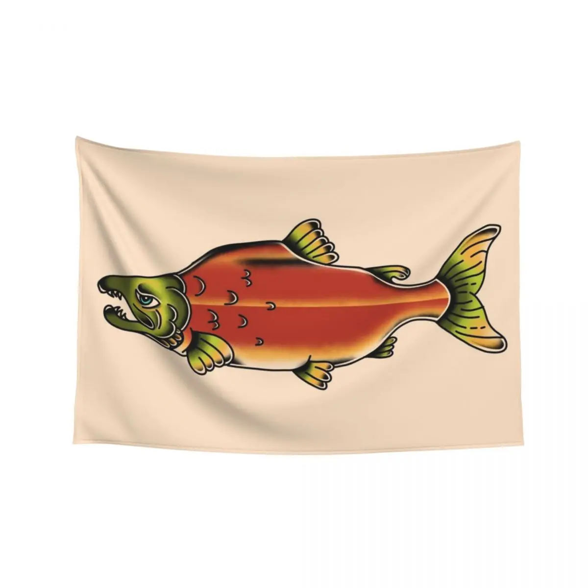 

American Traditional Salmon Tapestry Outdoor Decor Room Aesthetic Tapestry