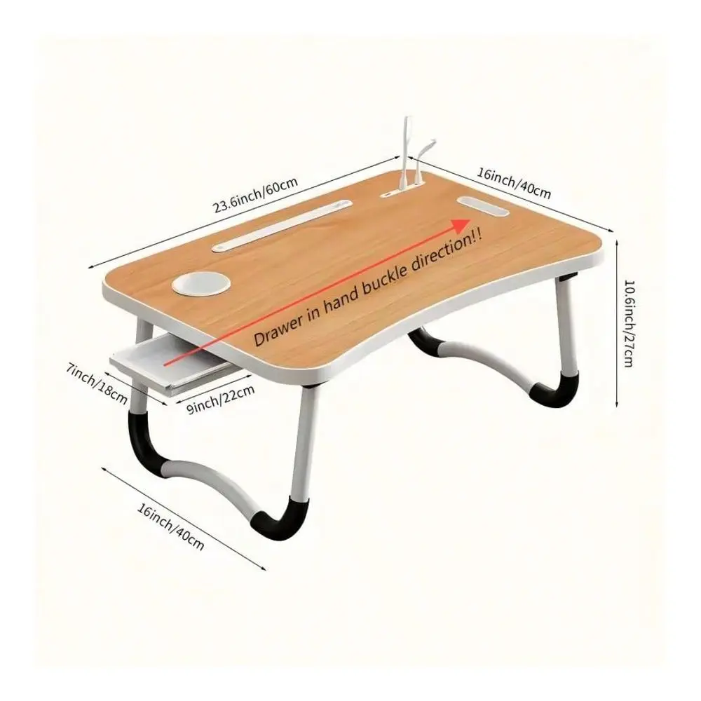 

Portable Laptop Nightstand Versatile Tray Holder With Cup Holder AndDrawer, USB, Fan And Lamp Perfect For Eating, Reading And W