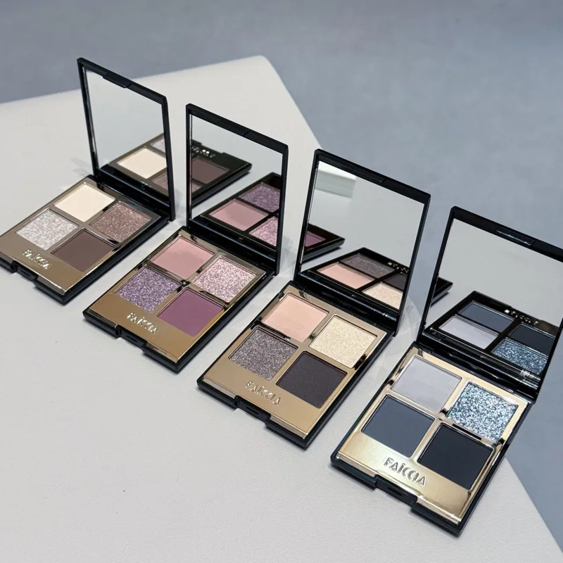 ファイチア 4色モヒートアイシャドウパレット - アースピンクブラウン、グリッターマット、ブライトニング、デイリーやパーティーのルックに最適