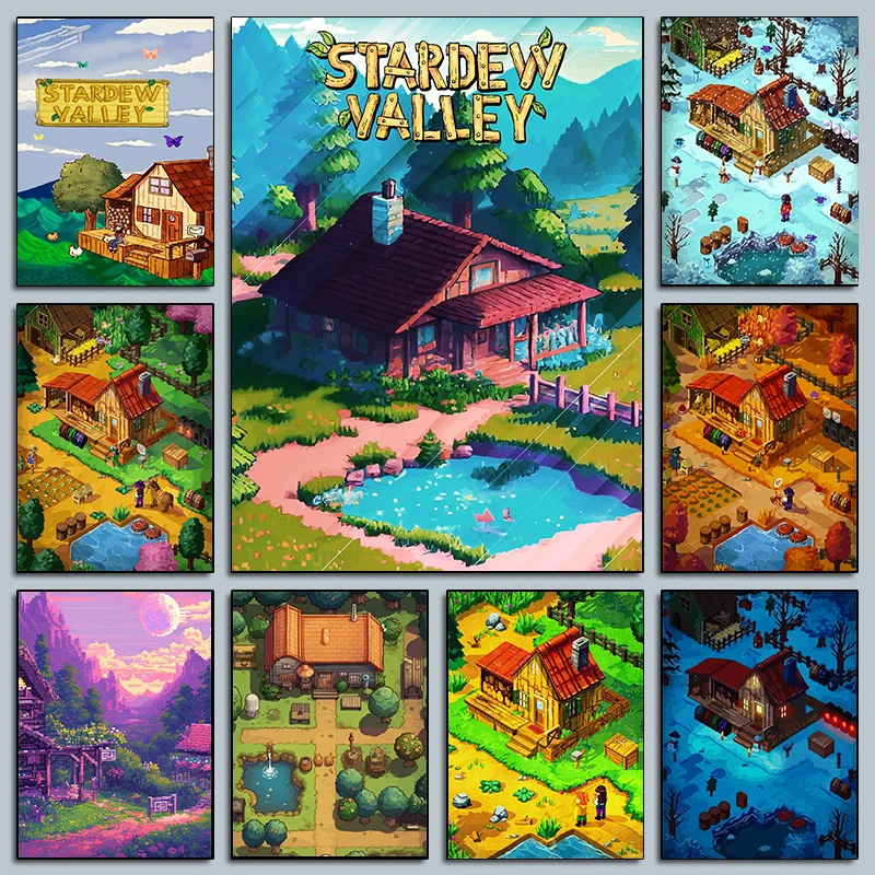 1pc frameless Canvas Painting Classic Casual Game Stardew Valley Posters Funny Forest Farm Life Prints Canvas Painting Wall Art
