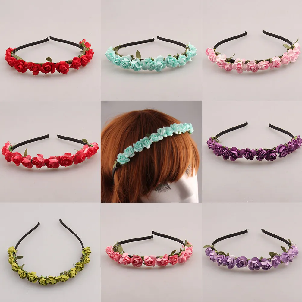 

8Pcs Women Flower Headband Rose Floral Hair Band Elegant Bridal Headdress Skin-Friendly Comfortable Daily Wear Hair