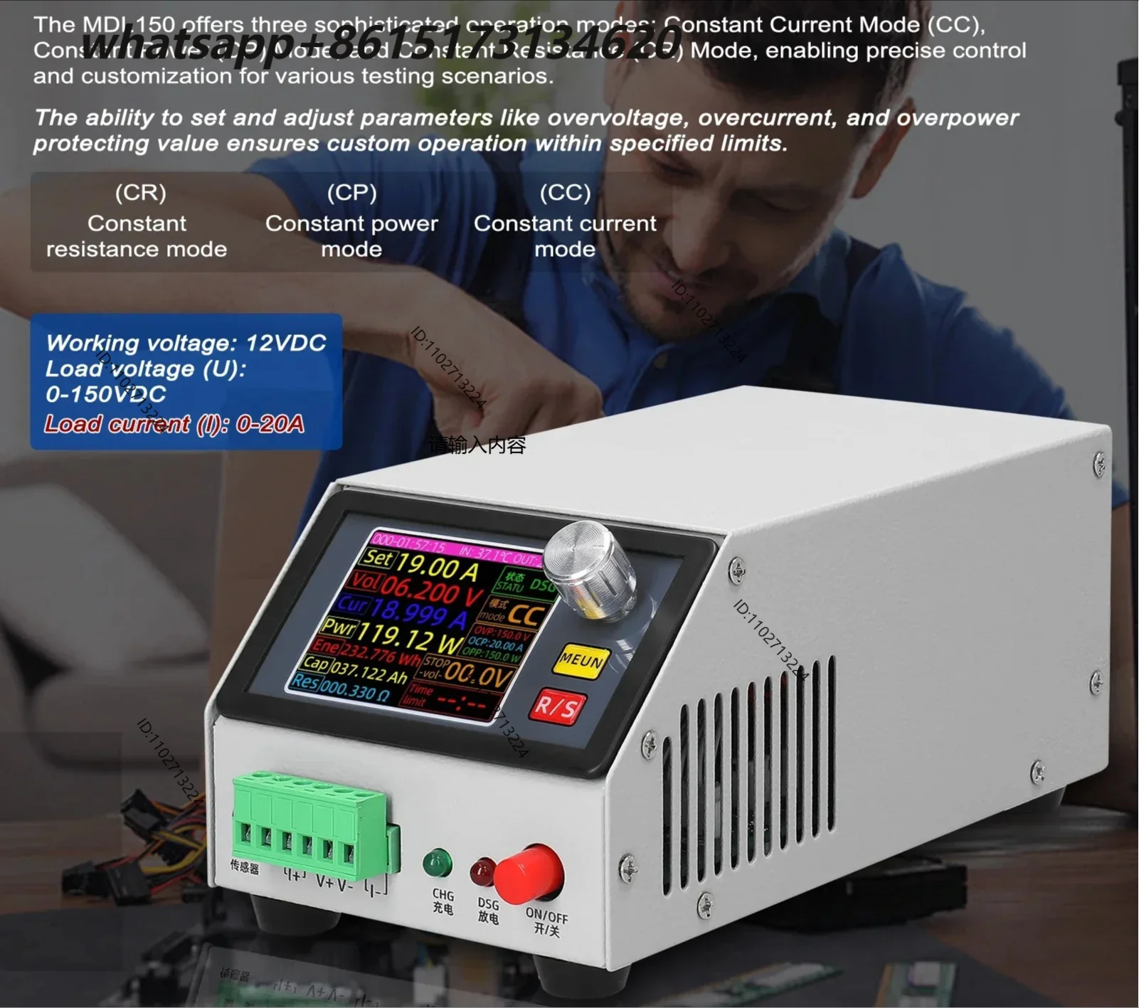 2.4inch Color Screen Electronic Load Support Constant Current/Power/Resistance Mode with Data Calibration Parameter Setting
