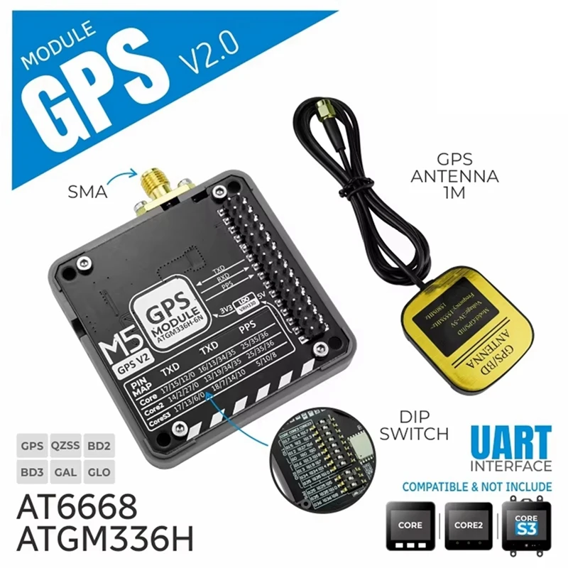 For GPS Module V2.0 with External Antenna AT6668 Multi-System GNSS Receiver for High-Precision Positioning-A27I