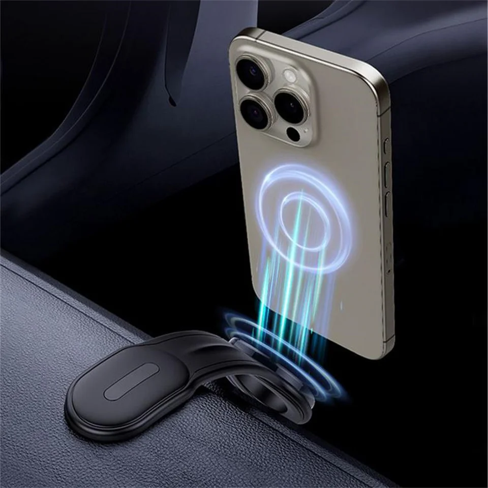Magnetic Car Phone Holder Foldable Bendable Car Cell Phone Support Mount For iPhone 15 14Pro Max 13 12 Universal Dashboard Paste