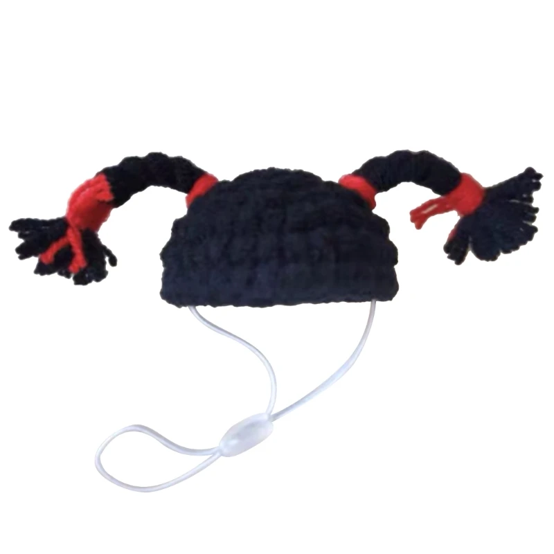 Bird Hat Costume with Adjustable Elastic Chin Strap Hamster Hats Fun Knit with Upright Braids for Small Pet