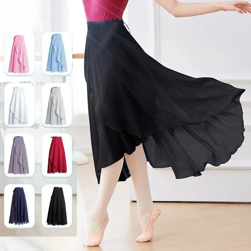 Chiffon Ballet Tutu Dance Skirt Dance Skate Wrap Scarf Ballerina Lyrical Long Ballet Skirt Gymnastics Ballet Dance Dress Women