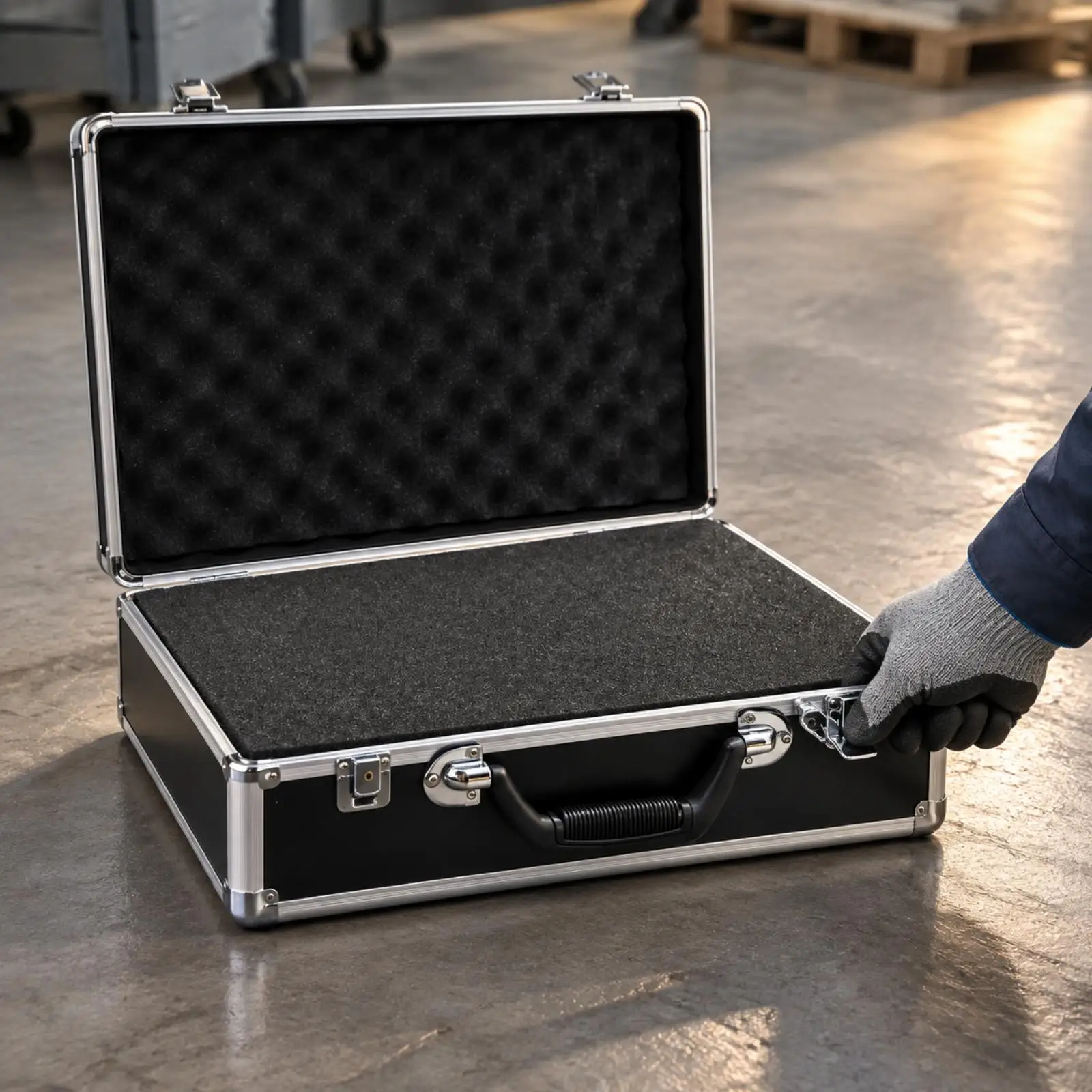 Aluminum Tool Case with Foam Inserts Sturdy Portable Tool Carry Case Storage Container Impact Resistant Heavy Duty