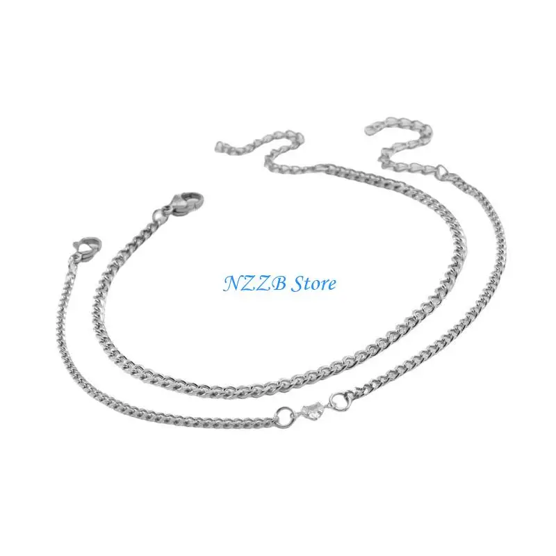 

T21F 2Pcs Adjustable Couple Bracelets Set in Silver or Gold Color for Daily Wear Date