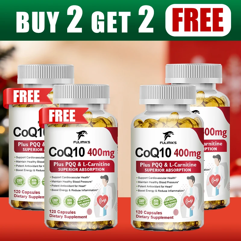

Buy 2 Get 2 Free! CoQ10 Ubiquinol 400mg Capsules, Superior Absorption for Heart Health, Cellular Energy & Antioxidant Defense