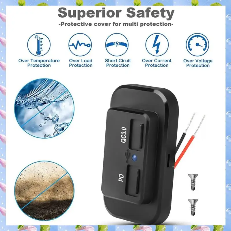 

Smartwave-2PCS 12 В/24 В USB-розетка для автодома, двойная PD3.0 Type-C (USB C) и быстрая зарядка QC3.0 USB-A Порт для крепления на панели Автомобильная USB-разъем для зарядки