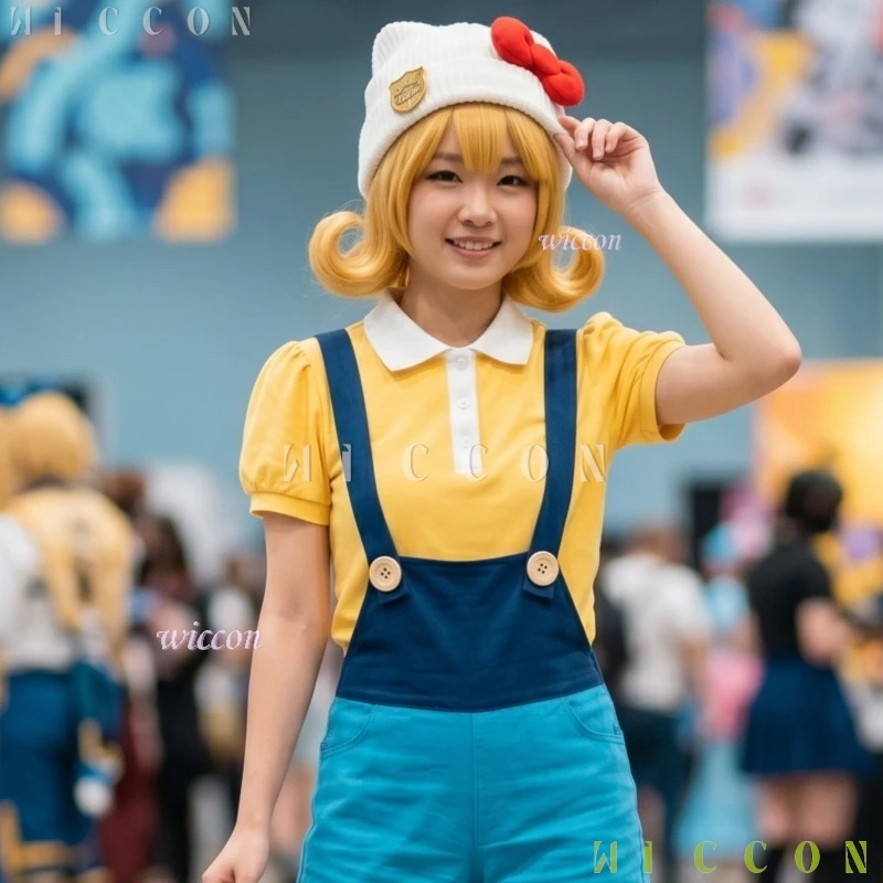 Disfraces de Cosplay de Anime OW Juno x Kitty, Peluca de Cosplay + Peto Corto + Pantalones Cortos + Sombrero, Traje de Juego de Halloween para Mujer, Diseño de Gato