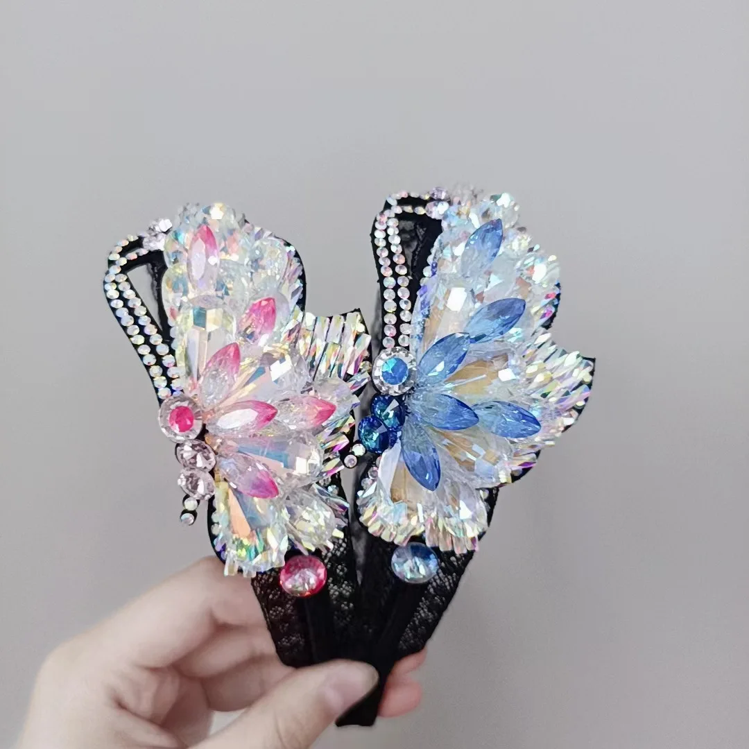 Hot style in South Korea lace super bow hair hoop retro gauze hairpin head band show hair ball