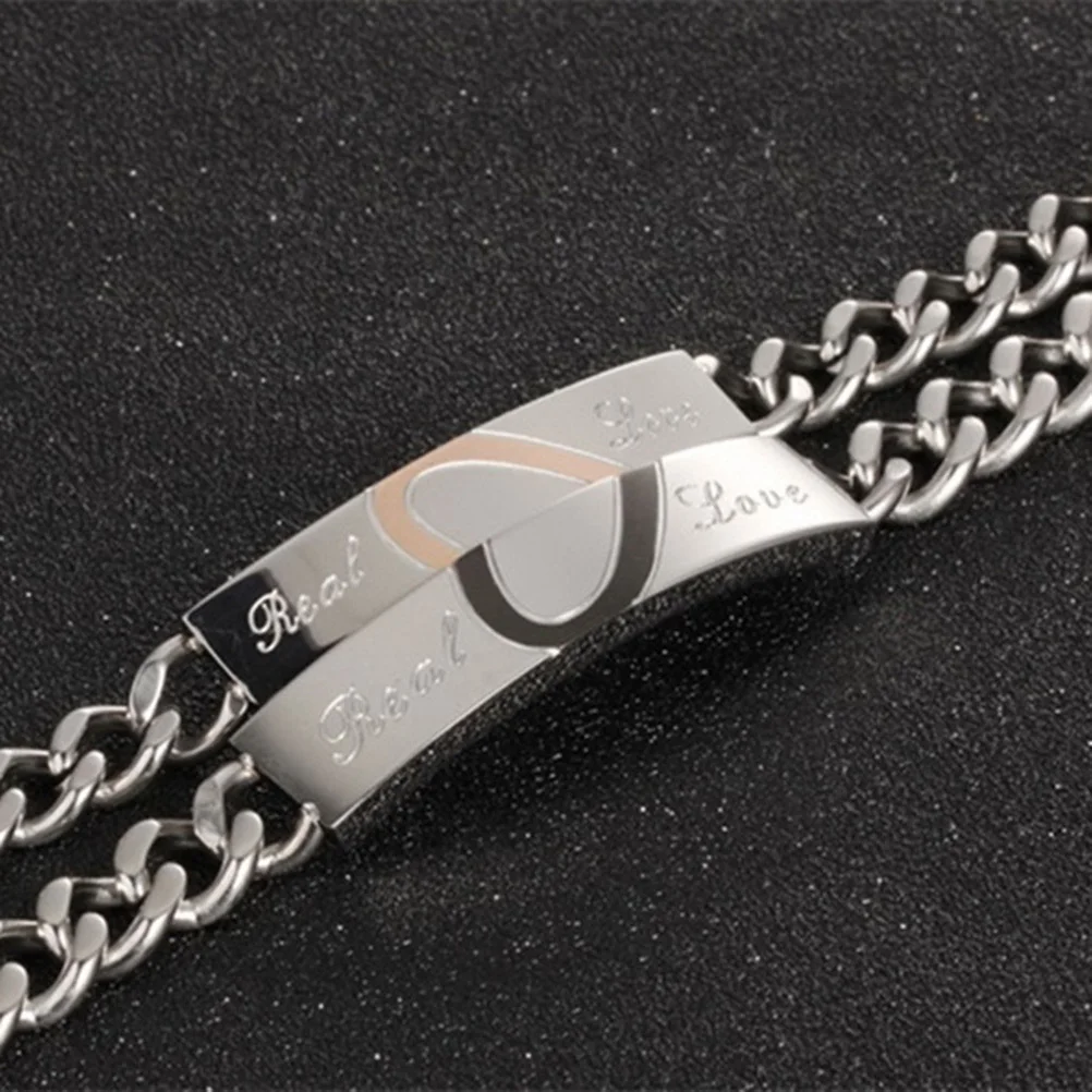 

Couple Bracelet Titanium Steel Real Love Printed Adjustable Masculine Feminine Chain Link Bracelet Valentine Gift